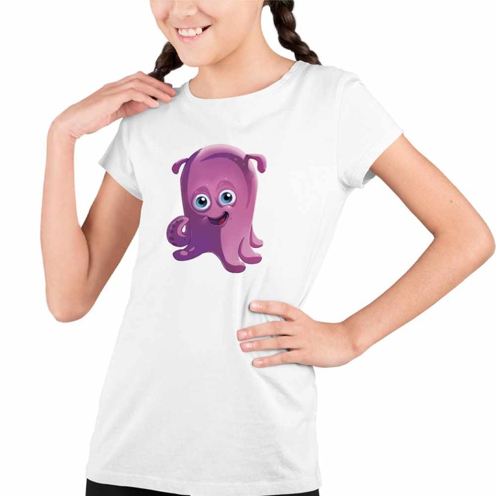 Tricou Copii Fete Finding Nemo Caracatita Pearl Viata Marina Ocean, Fehér