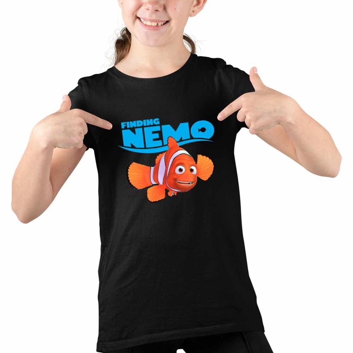 Tricou Copii Fete Finding Nemo Marlin Tata Pestisor Desene Animate, Fekete