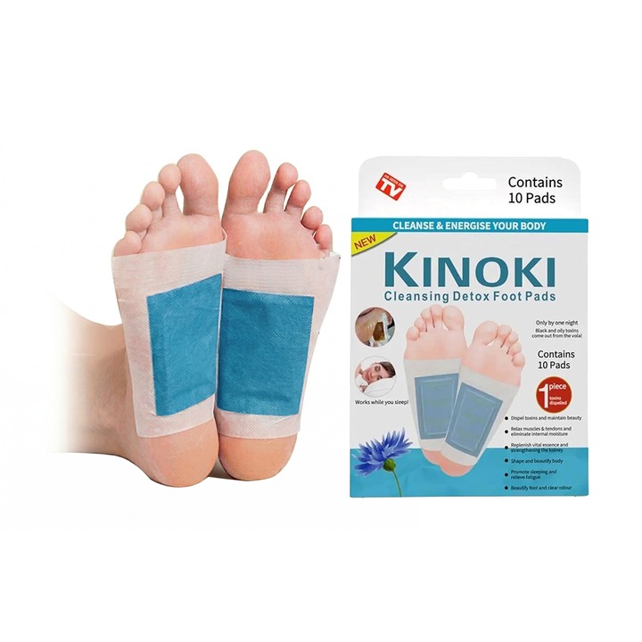 Set 200 plasturi detoxifianti pentru talpi Kinoki, albastru, utilizare noaptea, ingrediente naturale