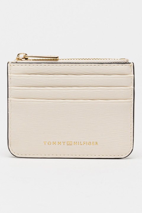 Tommy Hilfiger, Калъф за карти от еко кожа с цип, Слонова кост