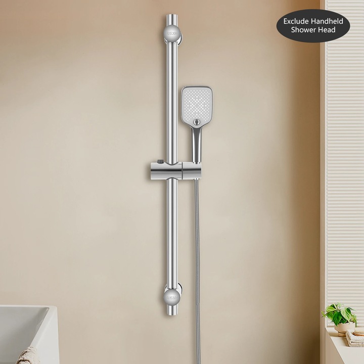 Bara glisanta pentru dus, otel inoxidabil, finisaj lustruit, suport rotativ 360, montare pe perete