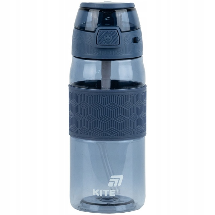 Bidon pentru copii 600 ml, Kite, pai din silicon, Tritan, albastru