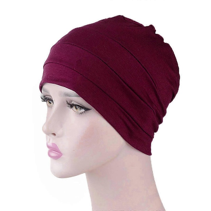 Caciula pentru femei, turban, set, negru/alb/violet/maro/vin/gri/albastru inchis/roz, dimensiune ajustabila 56-58cm