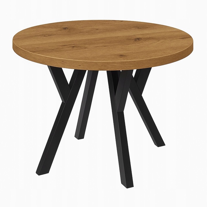 Masa rotunda 100cm, blat 36mm, metal negru