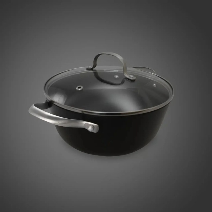 Cratita fonta usoara tip fagure cu capac sticla, 24 cm, 3.5 L