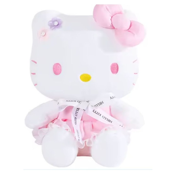 Jucarie plus Hello Kitty 40 cm, pisica de plus cu rochita, moale si pufoasa, cadou copii