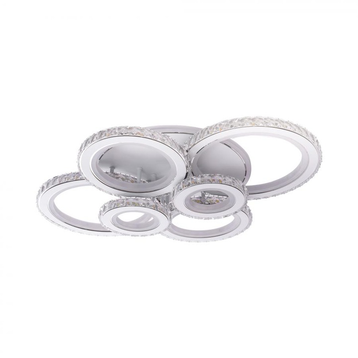 Lustra Led Maroja RGB cu Telecomanda, 280W, Dimabila, Crom