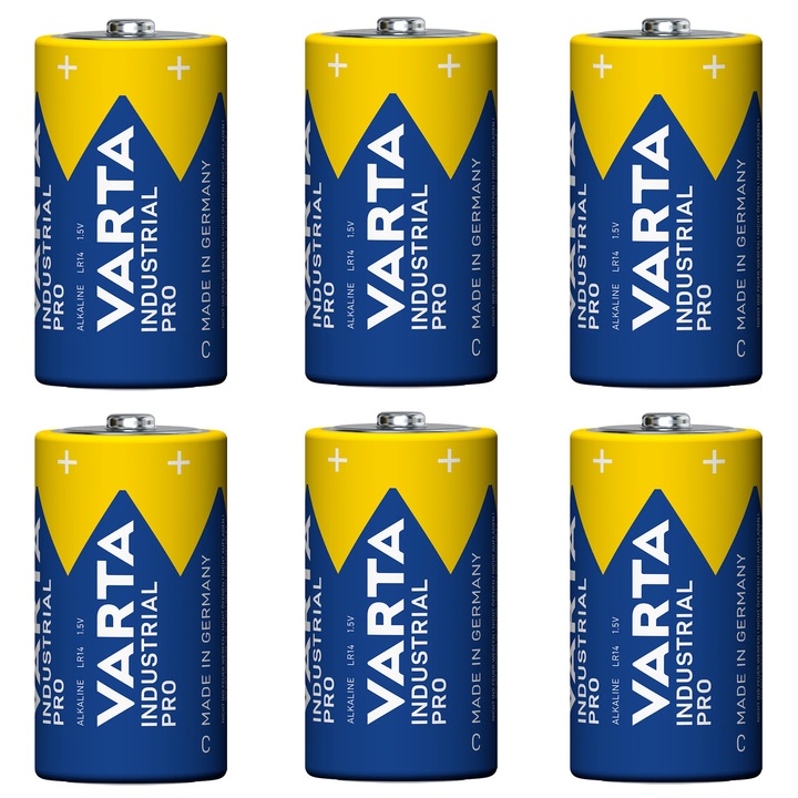 6 baterii R-14 LR14 C de 1, 5 V alcaline Varta Industrial Pro
