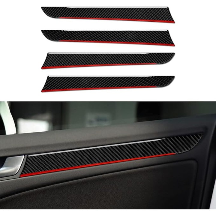 Set stickere interior usi Audi A4 B8 2009-2016 S4 RS4, carbon, protectie panouri usi