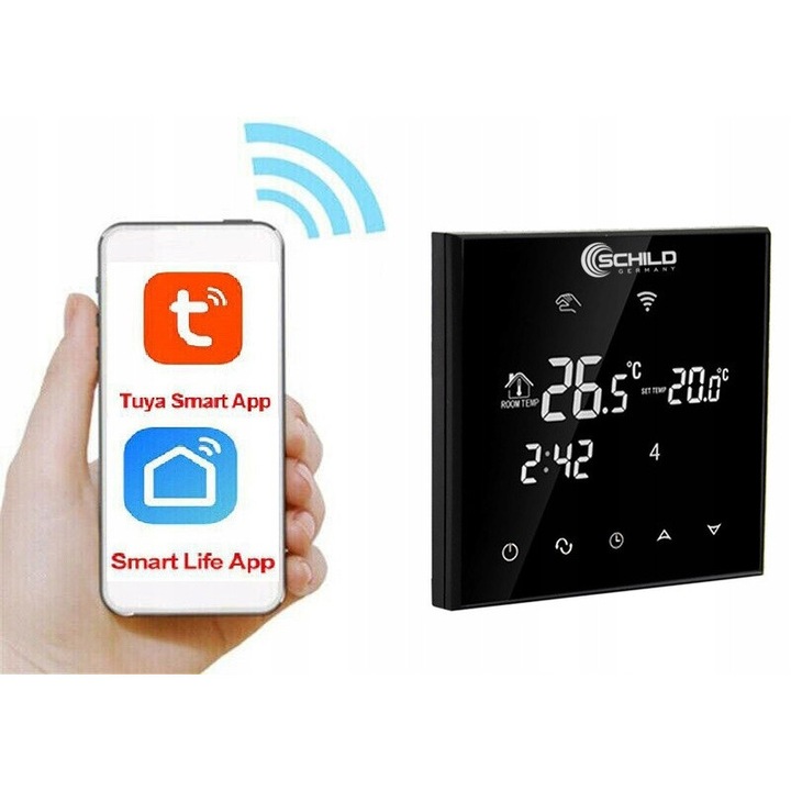 Termostat WiFi Schild BPW-70, reglare temperatura, 86x96mm, alb
