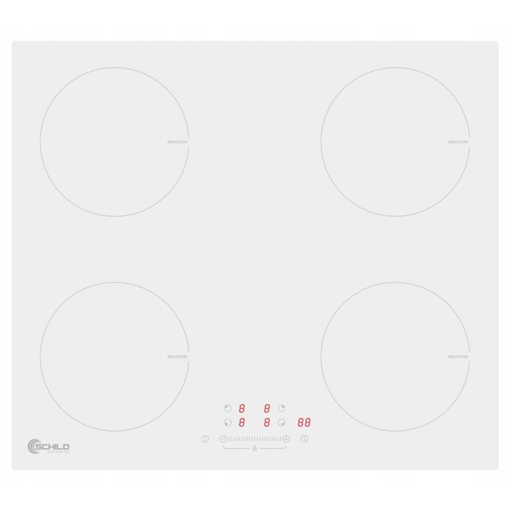 Plita inductie Schild 600PSW, 4 zone, alb, 59x52x6cm, 7000W