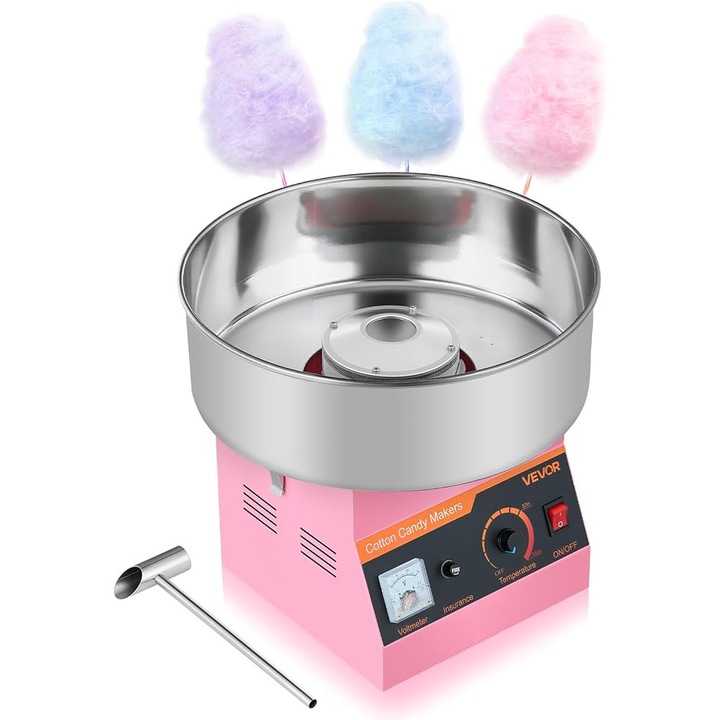 VEVOR Cotton Candy Machine 1000W – Masina Electrica de Vata de Zahar cu Bol 38 cm, Pentru Petreceri si Evenimente