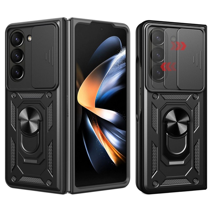 Husa Slide Ring pentru Samsung Galaxy Z Fold 7, negru
