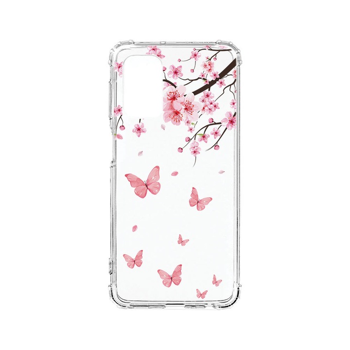 BestCase® Husa Anti Shock Compatibila cu Samsung Galaxy S20 FE, Pink Cherry Blossom & Butterflies, 754423 AS 2045