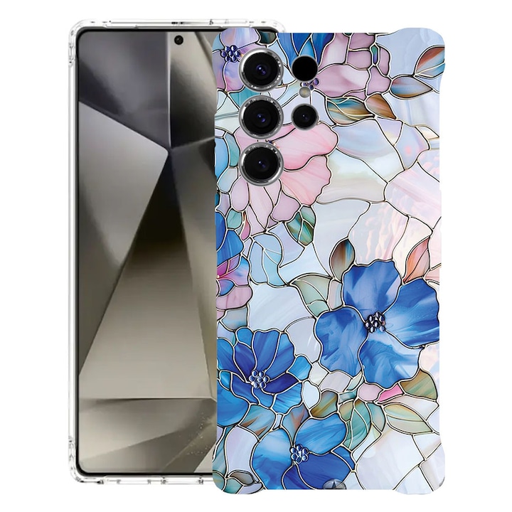 BestCase® Husa Anti Shock Compatibila cu Samsung Galaxy S25 Ultra, Floral - Stained Glass Hydrangea, 1966840 AS 2081