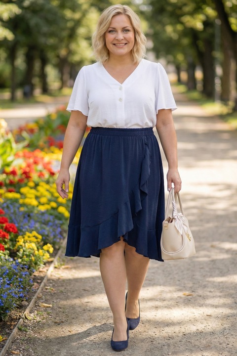 Fusta bleumarin cu volane 52/54