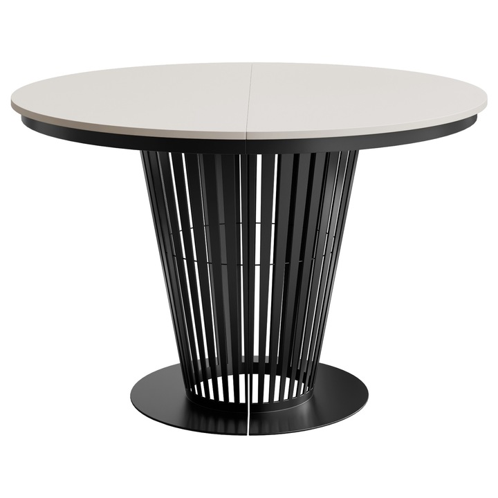 Masa rotunda extensibila Nilgau 120, MIRJAN 24, negru + casmir, 120/196x76 cm