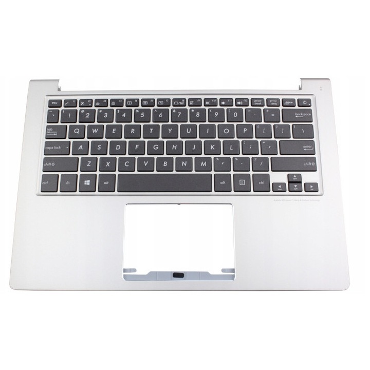 Palmrest si tastatura set pentru Asus ZenBook UX303LA, iluminare alba, argintie