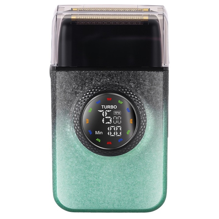 Aparat de ras electric ORBER, dual (uscat/umed), ecran LED, 3 viteze, verde, 12x6.8x3cm