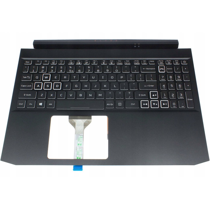 Palmrest cu tastatura LED pentru Acer Nitro AN515-44 AN515-55, iluminare rosie, negru