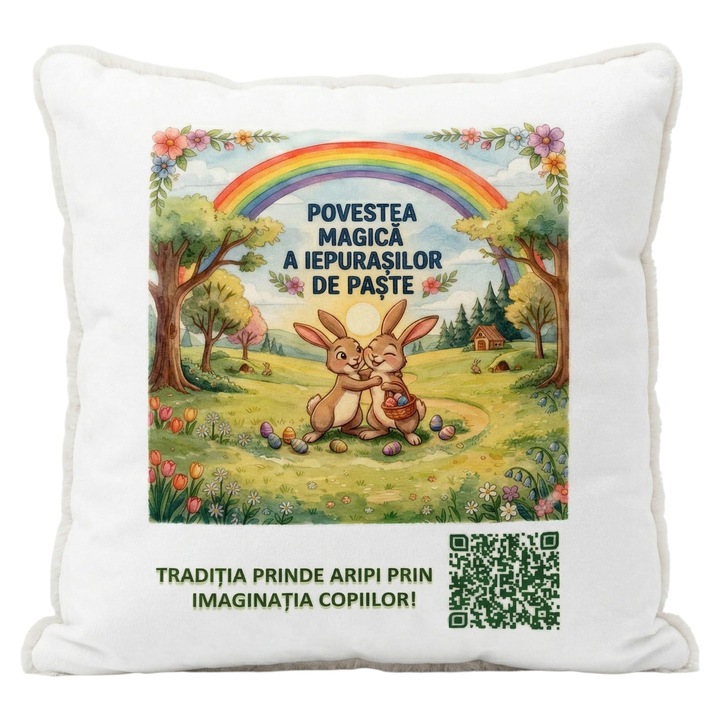 Perna interactiva pentru copii, QR cu poveste audio de Paste, 40x40 cm