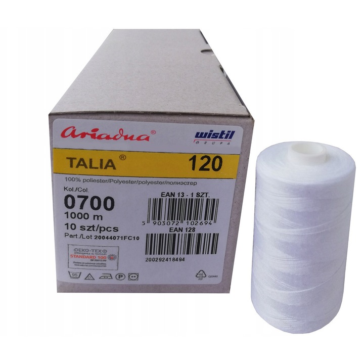 Set 10 spule Nici Ariadna TALIA 120 1000m, alb