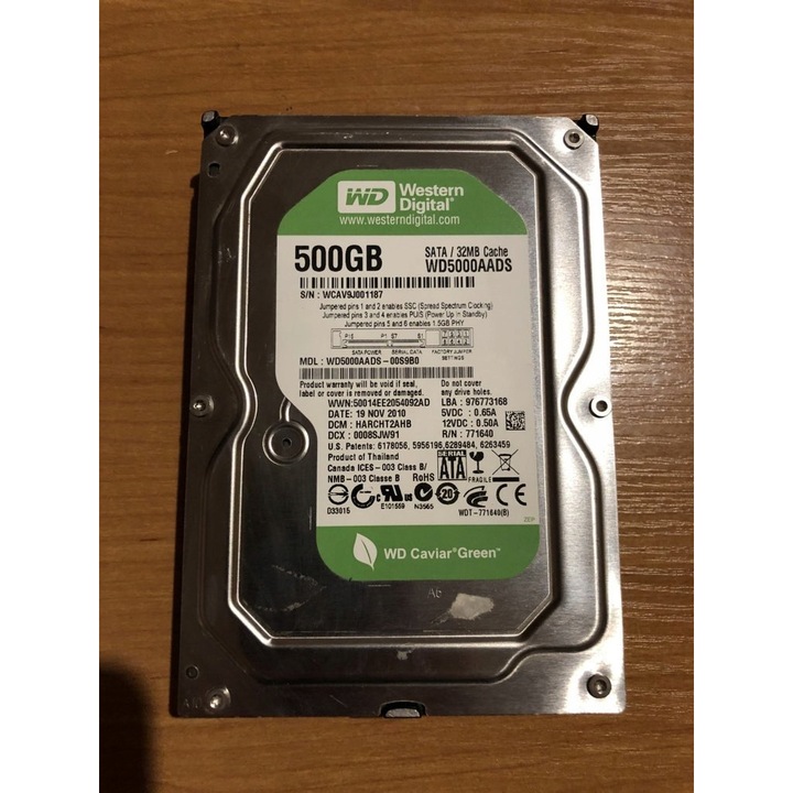 Hard Disk 500GB Western Digital Caviar Green, SATA II, 3.5", 32MB Cache, 101,6x26,1x147mm