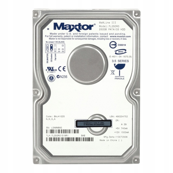 Hard Disk Maxtor MaXLine III 250GB 7200RPM 16MB ATA 3.5''
