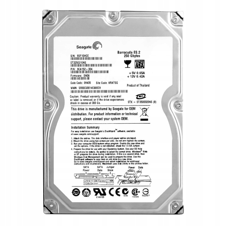Hard Disk 250GB, Seagate Barracuda ES.2, 7200RPM, 32MB, 3.5''