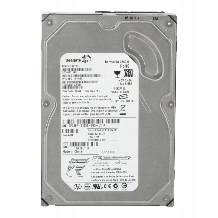 Hard Disk 40GB 7.2K 2MB SATA II 3.5'' Dell