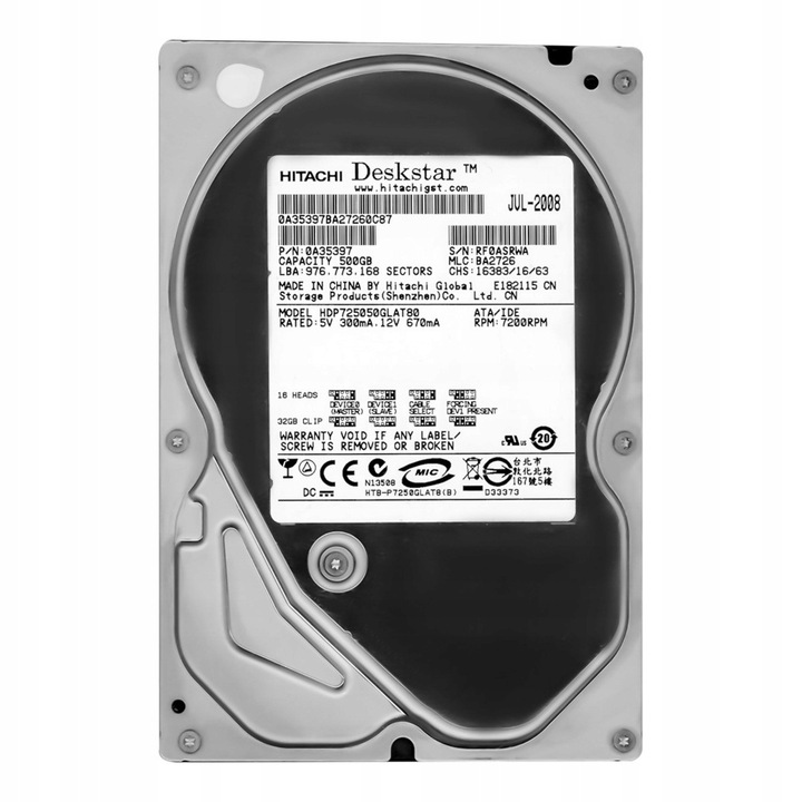 Hard Disk 500GB Hitachi DeskStar P7K500 7200RPM 8MB ATA 3.5''
