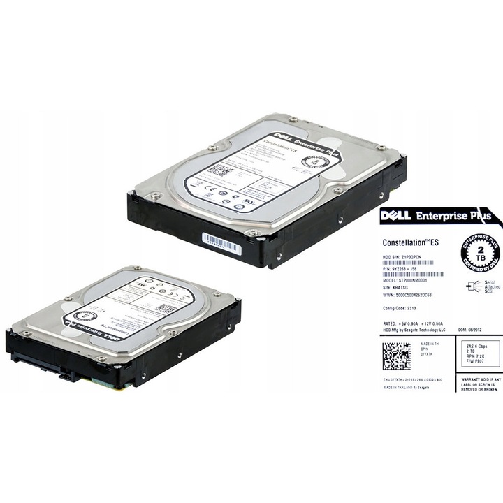 Hard Disk 2TB Dell 07YXTH 7200RPM 64MB SAS-2 3.5''