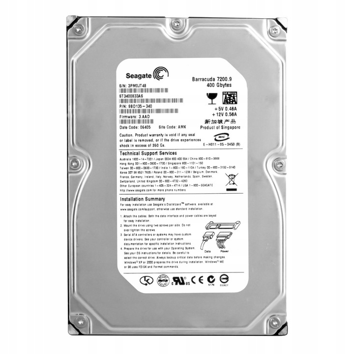 Hard Disk 400GB Seagate Barracuda 7200.9 7200RPM SATA II 3.5''
