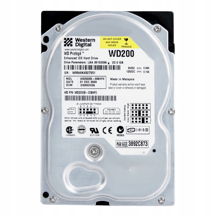 Hard disk 3.5'' WD200EB, 20GB, ATA, 5400RPM, 2MB cache