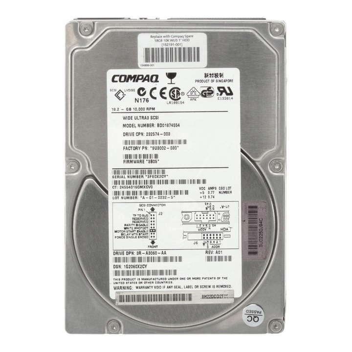 Hard Disk 3.5'' 18.2GB 10000RPM SCSI Ultra3 BD01874554