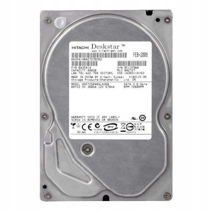 Hard Disk 3.5'' Hitachi DeskStar P7K500 400GB 7200RPM 16MB SATA II