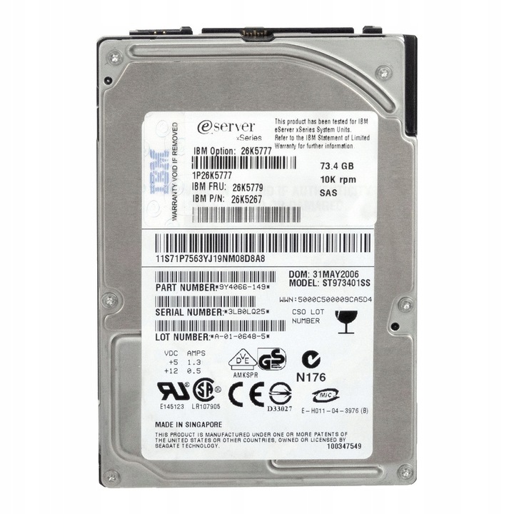 Hard Disk 2.5'' IBM 73GB 10K 8MB SAS