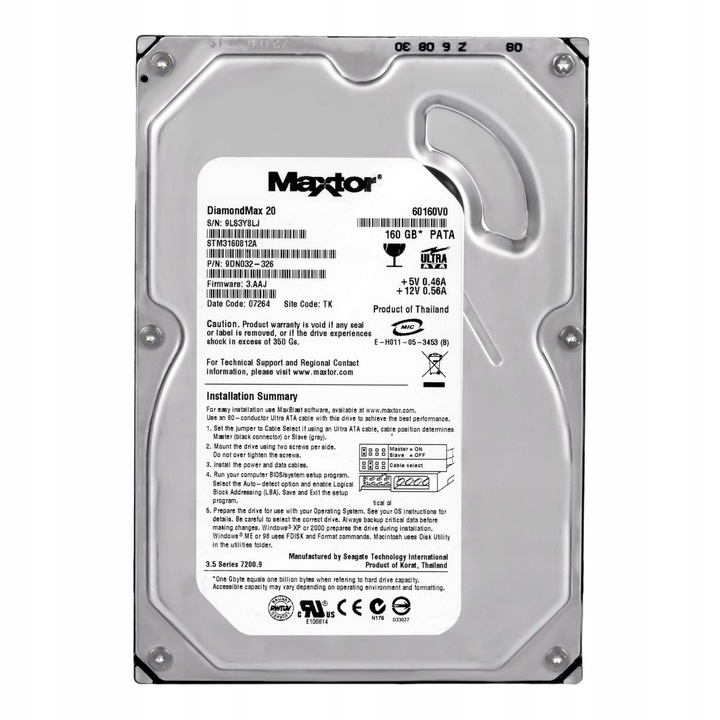 Hard Disk 3.5'' Maxtor DiamondMax 20, 160GB, 7200RPM, ATA