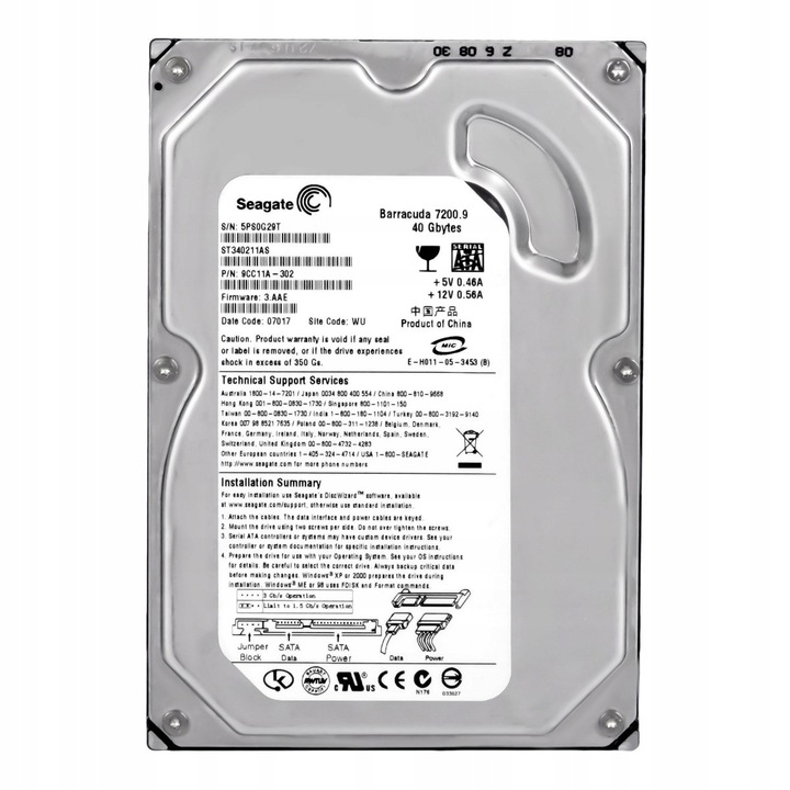 Hard Disk 3.5'' Seagate BARRACUDA 7200.9 40GB 7200RPM SATA II 2MB