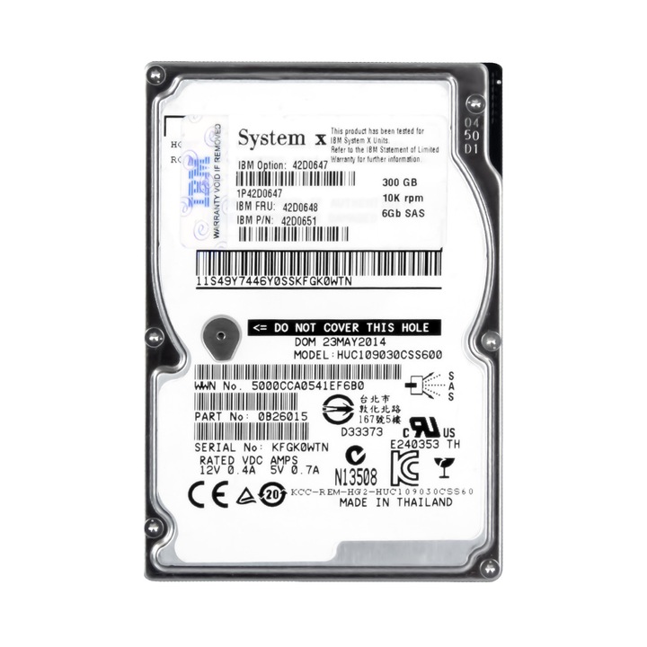 Hard Disk 300GB 10K SAS-2 2.5" IBM AL13SEB300