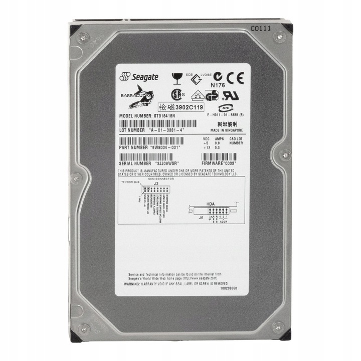 HDD Seagate Barracuda 36ES 18.4GB 7200RPM 2MB SCSI 50-PIN 3.5''