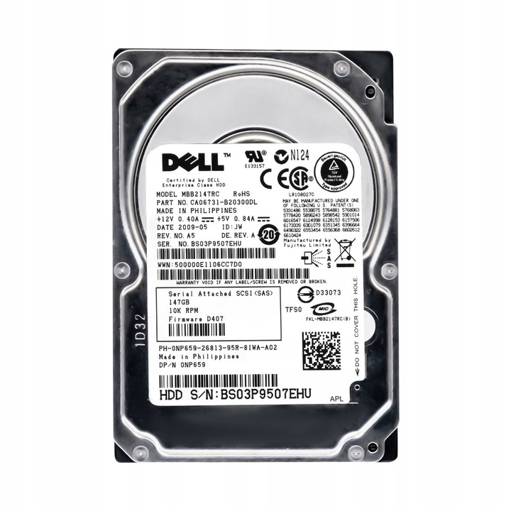 Hard Disk 2.5'' Dell 147GB 10K 16MB SAS
