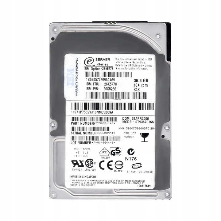 Hard Disk 2.5'' IBM 36GB 10K 8MB SAS-1