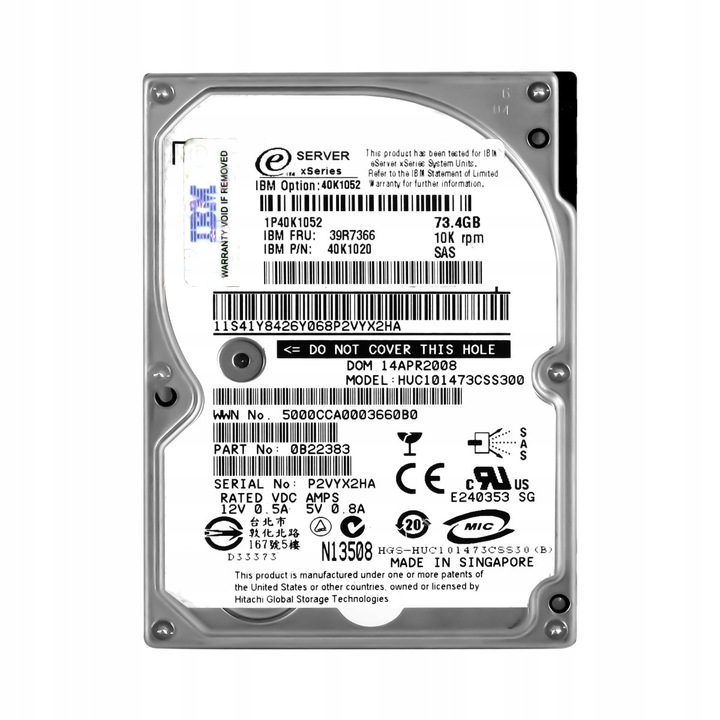Hard Disk 2.5'' IBM 73GB 10K 16MB SAS
