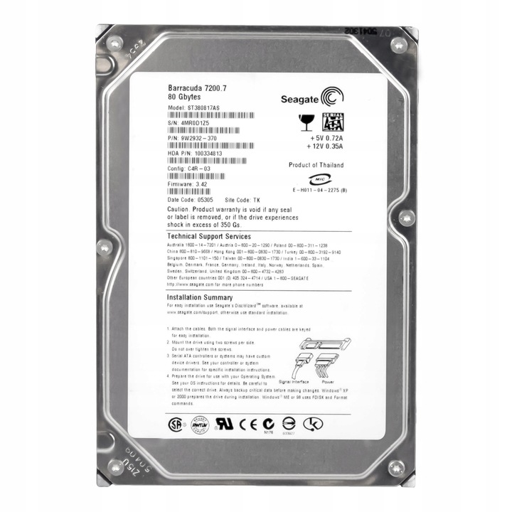 Hard Disk 80GB Seagate Barracuda 7200.7 7.200 RPM 3.5''