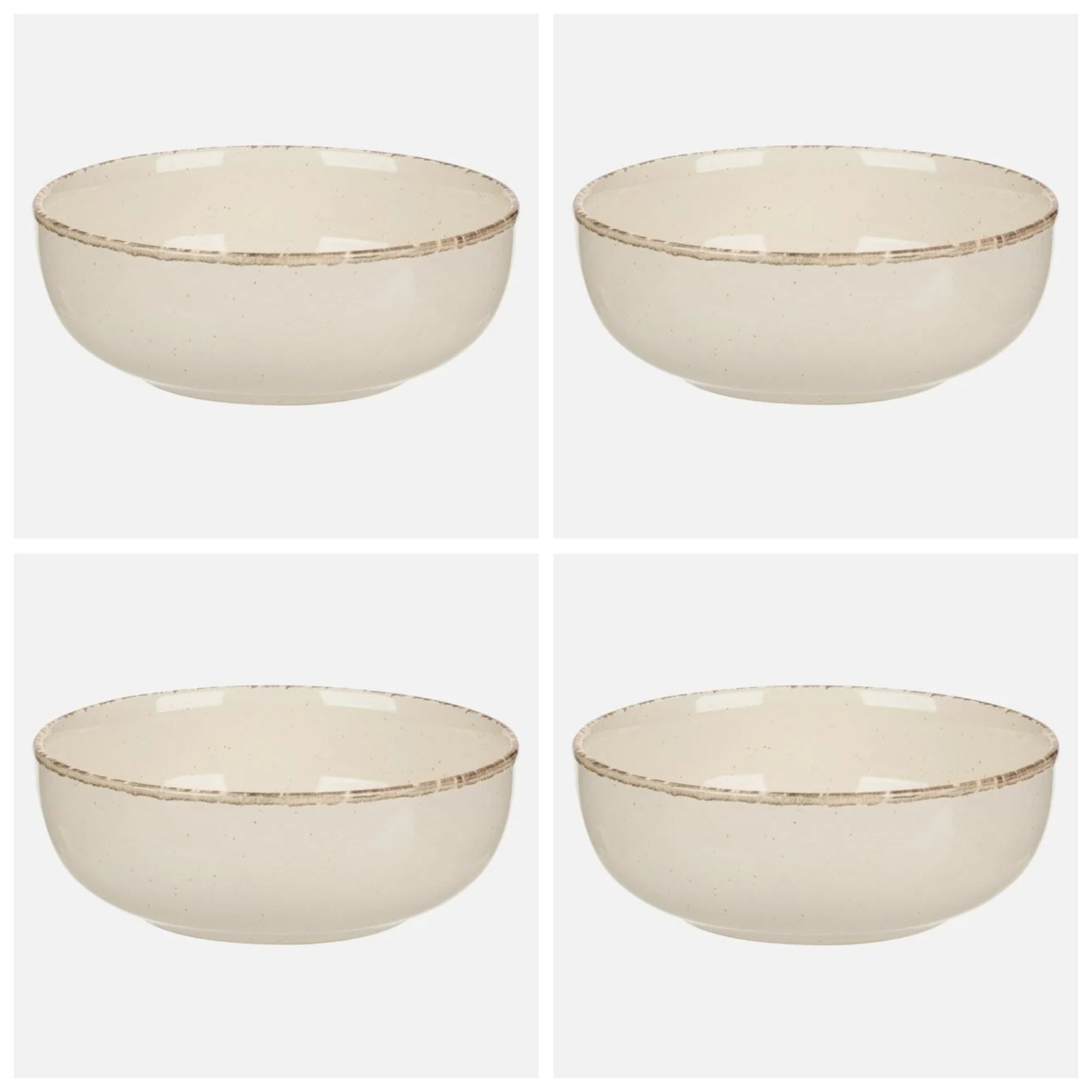 Set de 4 boluri de ceramică Nordic Style x6cm bej 15.5x6cm, 680 ml