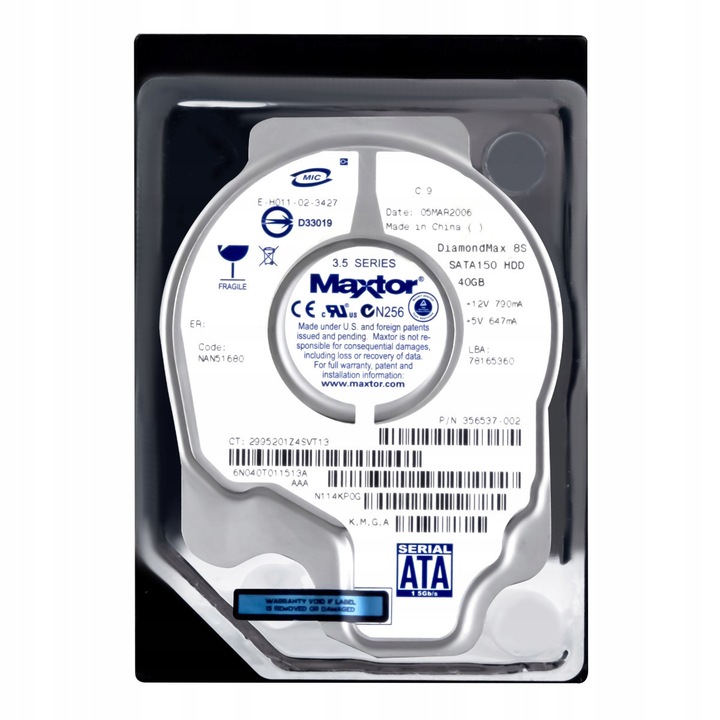 Hard Disk 3.5'' Maxtor DiamondMax 8S 40GB 7200RPM 2MB SATA