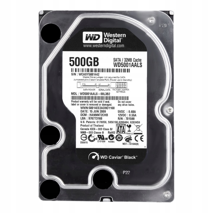 Hard Disk 500GB Western Digital Caviar Black 7200RPM SATA II 3.5"
