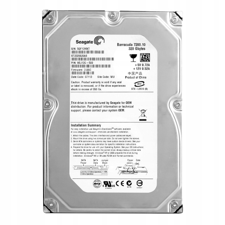 Hard disk intern SEAGATE Barracuda 320GB 7200RPM SATA II 3.5"