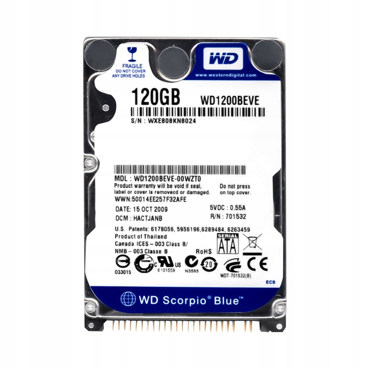 Hard Disk 120GB, 2.5'', 5400RPM, 8MB, Scorpio Blue